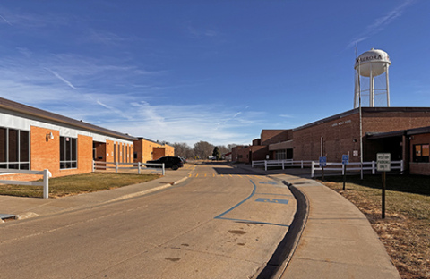 The street between the middle school and high school was cited as a safety concern during the district’s facility status review. Thus in each of the initial seven proposals discussed last week the street was either enclosed or a green space was created with the area blocked from traffic.