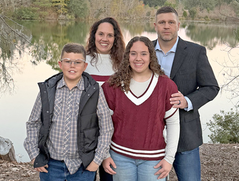 Rebecca (Obermeier) Golden is the director of resource development for Florida Gateway College’s nonprofit foundation which helps students receive the financial support and resources they need to succeed. She is pictured with her husband, Ross, her son, Graydon and daughter, Raylen.