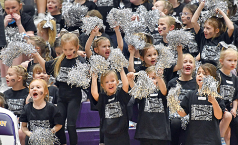 H&H Cheer Clinic participants cheer on the home team. 