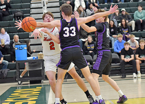 This is the best illistration of what it may look like on the other end of a Sam Jones pass coming down the baseline in Aurora’s 54-35 win over Blair Saturday. 