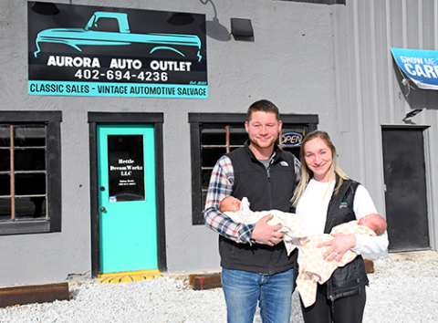 Dalton Hettle has transitioned his Hettle Dreamworkz Classic Sales into Aurora Auto Outlet. He will now sell and service vehicles as a Carfax Advantage Dealer. He and his wife Tristian recently celebrated the arrival of their twin girls, Paisley and Adeline.