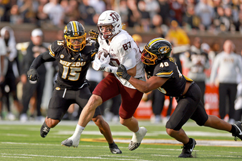 Aurora native Nate Boerkircher, shown here in his final college football season at Texas A&M, is one of many NFL draft hopefuls. The seven-round draft begins Thursday and runs through Saturday.  