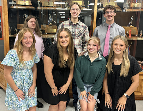 Seven members of Giltner’s class of 2026 are honored in the Aurora News-Register's Making the Grade edition for their academic success. PIctured front from left are: Avery Reeson, Kailyn Wilson, Eliana Bish, Gracie Kreutz. Back from left: Cody Holtzen, Ayden Scott, Owen Nuss.