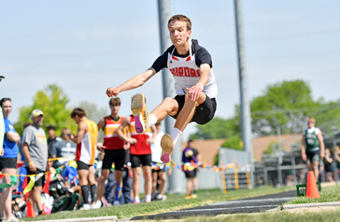 Jayden Slagle hit a new statewide best triple jump mark for this season, going 49-6.50 at last week’s B-5 district meet in Central City. 