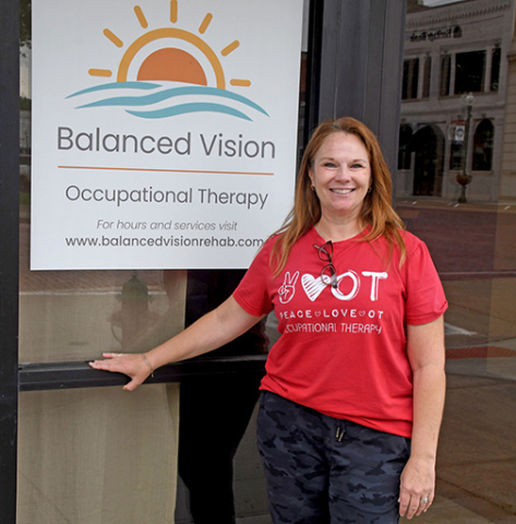 Aurora resident Kim Eberly recently opened Balanced Vision on the courthouse square. The occupational therapy practice will focus mainly on providing vision therapy to children and adults. 
