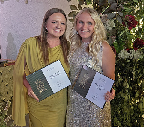 Aurora photographers Triniti Jensen (left) and Laura Oswald both took home awards from the 2026 Nebraska Wedding Day Best of the Best Awards Gala June 16 in Omaha.