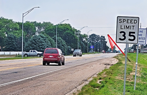 This new speed limit sign went up last week near the turnoff from Highway 34 into the new Streeter Subdivision on the west side of Aurora. 