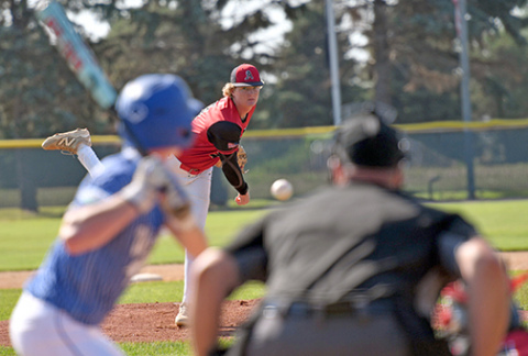 Aurora Cooperative Juniors ace Dylan Ronnau was masterful against Wayne at Hank Overin Field Saturday, tossing 5-2/3 innings while allowing just one run on three hits and striking out eight. 