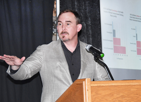 Dr. Jesse Bell, a professor of water, climate and health at the University of Nebraska Medical Center, shared his research and views on studies involving the presence and impact of nitrates in the state’s drinking water supply at the Grain Place Foundation’s Field Day on July 18.
