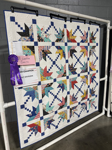 Among the many entries featured in the open class competitions at the Hamilton County Fair was the quilt competition. The judges awarded Leanna Smith grand champion honors for this ribbon friendship star pattern. 