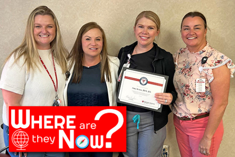 Aurora native Amy Kruse (holding certificate) was recently presented with the Image of Nursing Award at Nebraska Medicine.