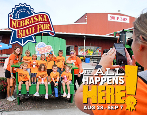 Students from Giltner pose for a picture during last year's Largest Classroom day at the State Fair.