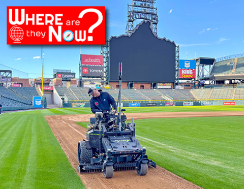 Hampton native Josh Klute has worked for several decades in turf management. After working at minor league and collegiate stadiums in Wisconsin, Ohio, Oklahoma and Lincoln, in 2020 he started the turf management business K&J Elite Sports Turf. Above he works to prepare the baseball diamond for the Colorado Rockies MLB team in Denver. 