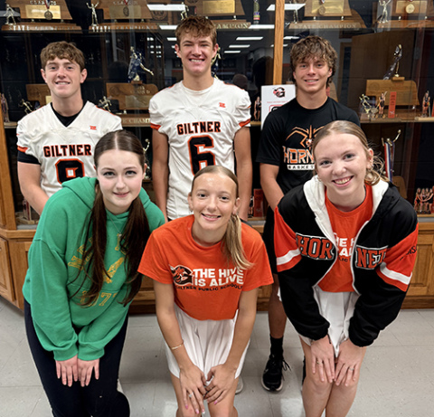 The 2026 Giltner Homecoming candidates include, front from left: Megan Wilson, Jayci Buettner, Addison Bradley. Back row: Ashton Ward, Braxton Cady and Fallon Hunnicutt.