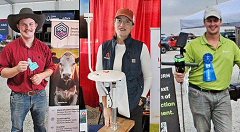 Pictured from left are Seismi Animal Health’s James Hundt, Arable’s Martha Zwonitzer and Josh Jeske of Terraform Tillage.