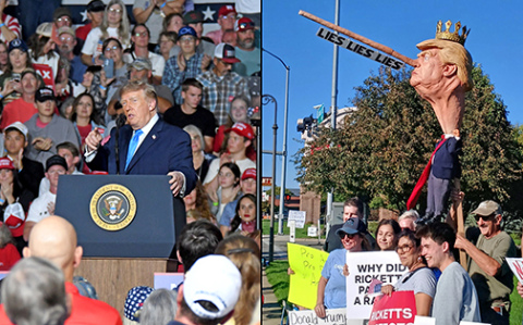Presidential visit draws praise and protests