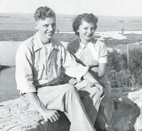 Max and JoAnn Friesen pose for a photo at Lake McConaughy during their honeymoon in 1950. Courtesy photo