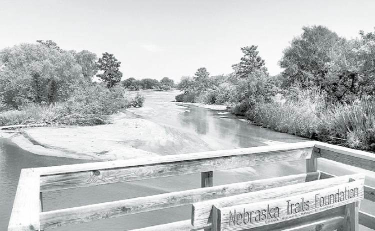 The Platte River, as seen here from the Dark Island Trail bridge, is low this time of year, with sandbars covering much of the landscape. News-Register/Kurt Johnson