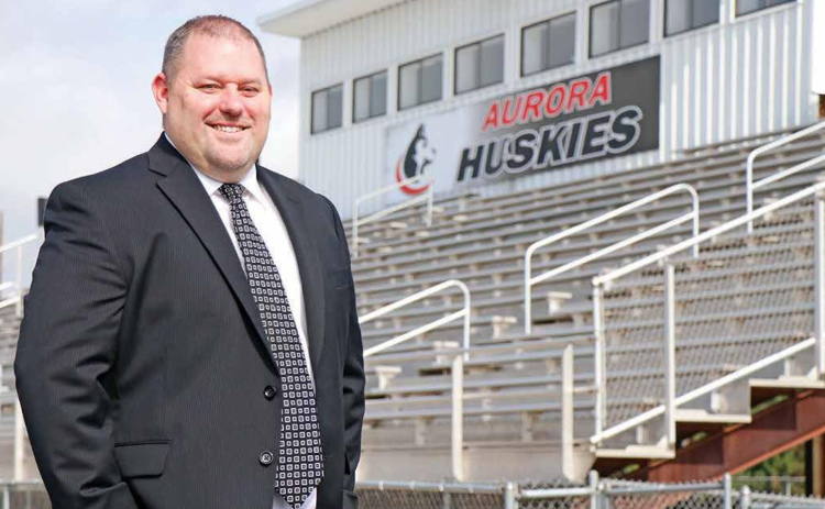 Aurora native Jody Phillips has returned to Aurora with his wife and children to assume the role as the 4R district’s new Superintendent of Schools. News-Register/Cheyenne Rowe