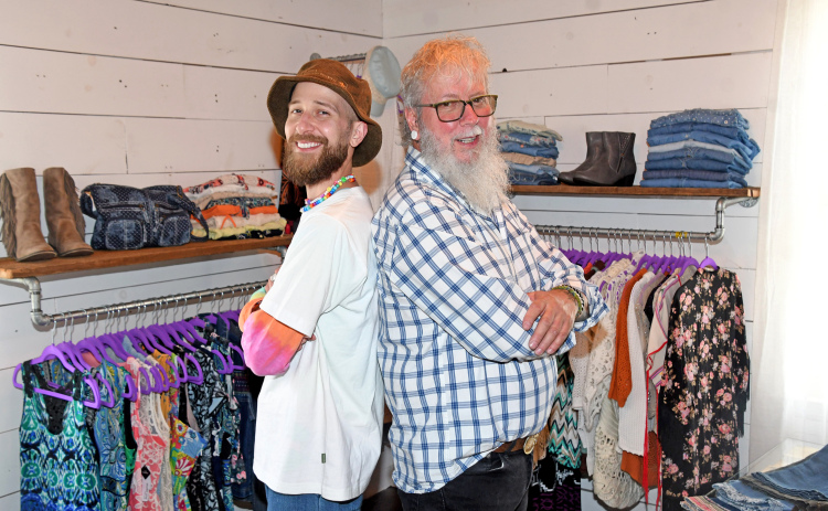 Loren Berthelsen, right, and Saxon Copeland are excited to be opening their new business venture, the Grape Frog, which will offer a variety of curated men’s and women’s clothing.