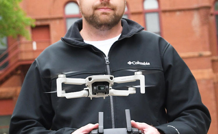 Ben Buller of Hampton flies his DJI drone, which he uses as part of his new aerial photography business.