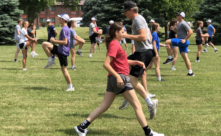 Youth participating in the Health Performance Project Summer Summit got in some exercise while studying various ways that performance is impacted by how your treat your body.