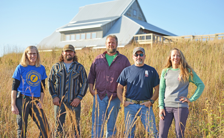 The Prairie Plains Resource Institute staff pictured from left: Amy Jones, Jared Sullivan, Jeff Gustafson, Mike Bullerman and Sarah Bailey.