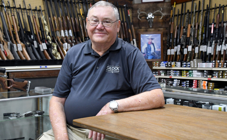 Alan Anderson has changed roles in the last month, transitioning from a 22-year tenure as store manager at Grosshans International to working part-time mowing lawns for the city and also helping out at the Schneider’s Hardware Gun Lounge.