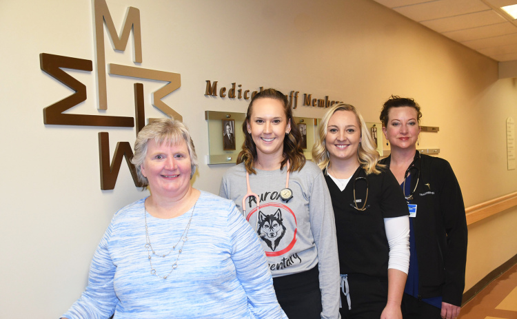 Pictured from left are new members of the MCHI medical staff, including Dr. Lisa Mofle; Lindsey Makovicka, family nurse practioner; Logan Mertlik, physician’s assistant; and Traci Penner, family nurse practioner.