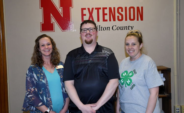 Pictured from left are members of the Nebaska Extension staff serving Hamilton County, including Mariah Newmyer, Extension educator, Travis Blase and Hillary Fuhrman, 4-H program coordinators.