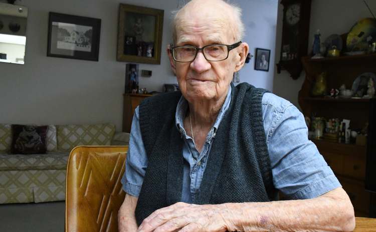Lester Williamsen in his apartment at East Park Villa. Williamsen turned 100-years old on April 4, and has experienced the Great Depression, World War II and lived to see his great-great-grandchild.