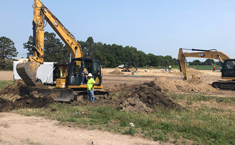 Dirt work has begun on the new Dollar General Market planned for the west edge of Aurora on Highway 34, as well as the entrance off of the highway itself.