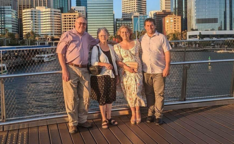 Alan and Dottie Anderson pose for a photo with Janelle and Regan Bairstow in Perth, Australia, one of many stops they made during a six-week trip to southwest Australia.