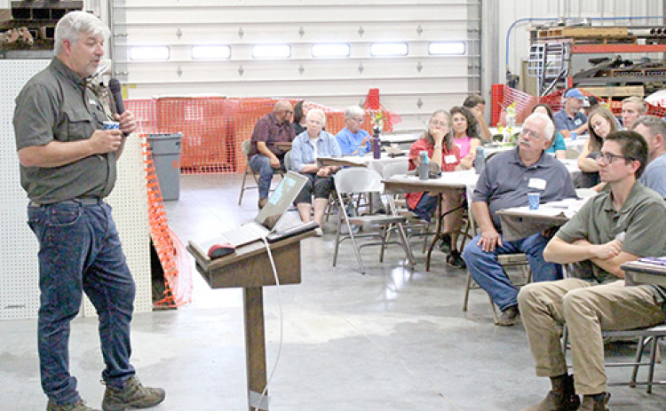 Keith Berns, co-owner of GreenCover Seed, gives the keynote address at the Grain Place Foods annual Field Day July 15. He discussed how to rebuild soil health through six forms of what he calls BioGrace.