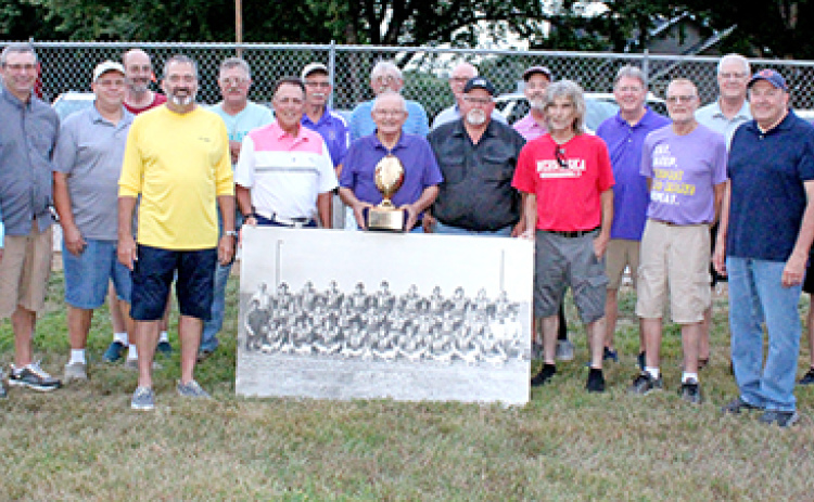 Members of the 1973 state champion Hampton Hawks football team and two of their coaches were honored at halftime of the second home game of the 2023 season for the 50th anniversary of their historic season.