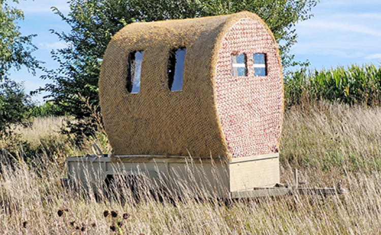 Ed Winton, owner of this hay bale blind, snapped this photo after recently towing the blind up to his hunting spot along the Loup River near St. Paul. He expects it to be much more cozy after replacing the actual hay that once covered the sides.