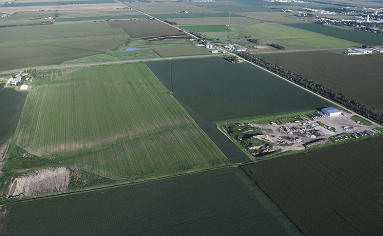 This aerial photo of the Mission Critical Subdivision on Highway 14, taken before construction began on the Specialty Ag Formulations facility this summer, shows a view from the east. The Aurora City Council approved the final plat for the site’s second addition last week, paving the way for future development.