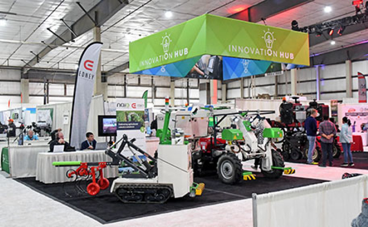 The Innovation Hub at last week’s Nebraska Ag Expo in Lincoln featured the latest in ag technology like these robotic farm implements.