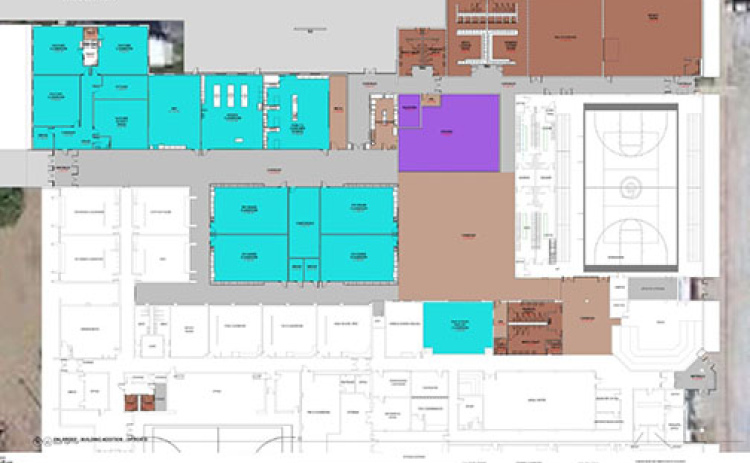 One of the proposed plans for adding square footage to Giltner Schools.