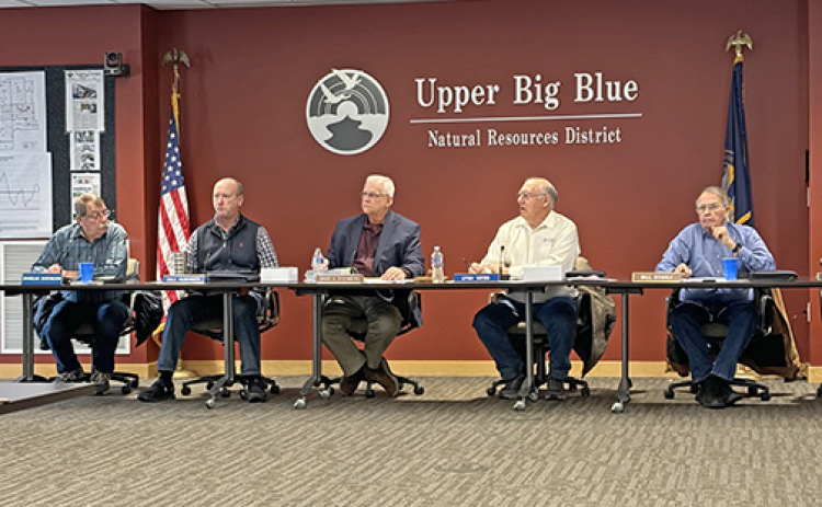 Members of the Upper Big Blue Natural Resources District conduct a meeting Thursday at the NRD offices in York. Pictured second from left is board member Bill Kuehner of Aurora.
