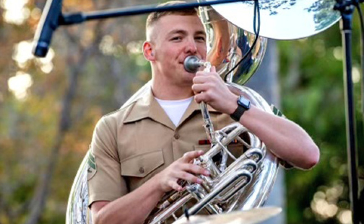 During his time with the Marine Band San Diego, Cpl. Elliott Jensen performed as a tuba instrumentalist and after February will be reassigned to the Second Marine Division Band in North Carolina.