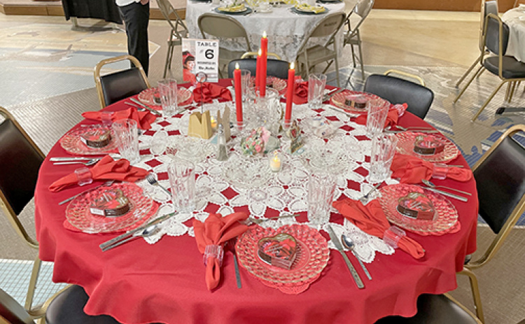 This is one of many themed tables set up for last week’s annual fundraiser at the Plainsman Museum. This table featured a Valentine’s Day theme.