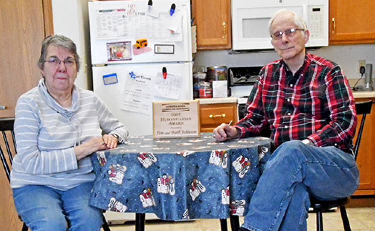 In recognition of their many years of dedication and volunteer service to Hamilton County, Barb and Jim Johnson were awarded the Aurora Area Chamber and Development Humanitarian Award in 2005.