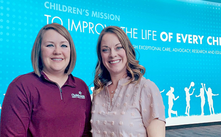 Sisters Lindsay Gould, left, and Jacque Carden are seen here at Nebraska Children’s Hospital, Omaha, where both currently work. The sisters live less than a mile away from each other in Gretna and attend the same church.