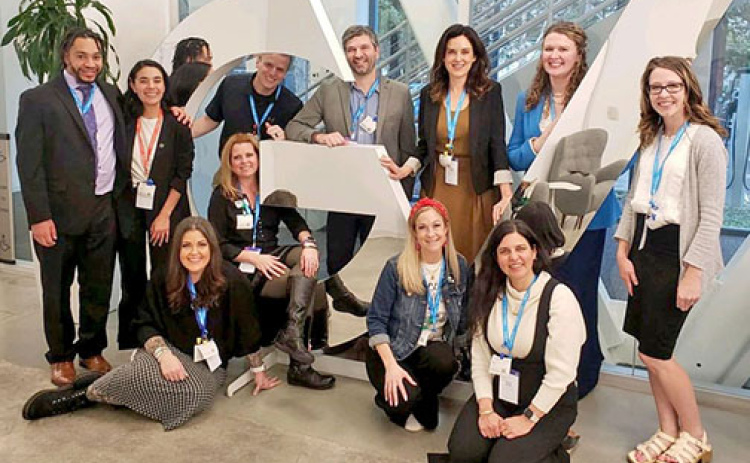 One of the highlights of his recent trip to California for Nebraska Teacher of the Year Scott Phillips was a visit to Google Headquarters in Mountain View in Silicon Valley. Phillips can be seen in the back row peeking through the capital G. Pictured with him are fellow teachers of the year from around the country who formed his “home room” group during the orientation event.