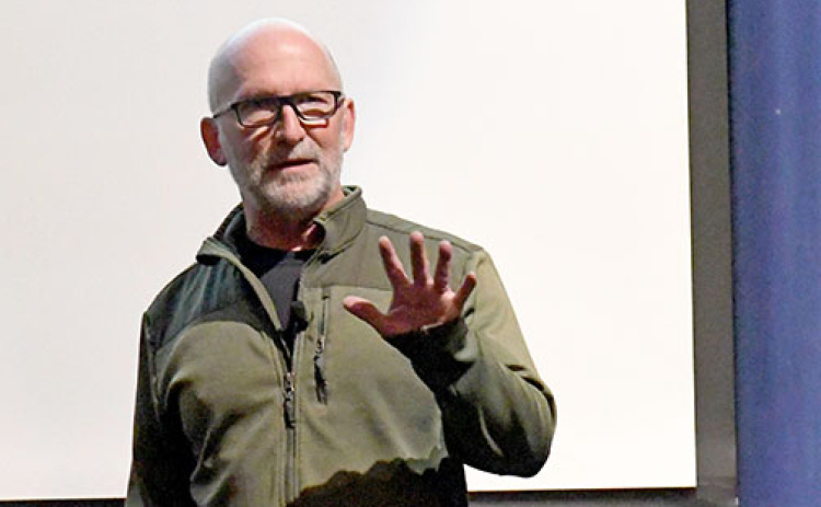 Public speaker and author Barry Adkins spoke March 13-14 to parents and students at Aurora High School about the dangers of alcohol poisoning and the story of his son, Kevin.