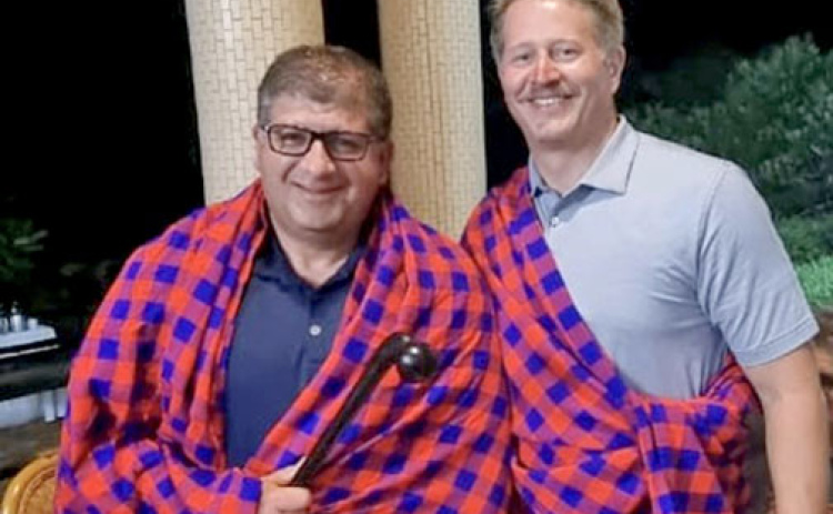 Todd Vettel with International Workforce Service, right, is pictured with Deen Albert of Grand Island Express on a recent trade mission trip to Kenya.