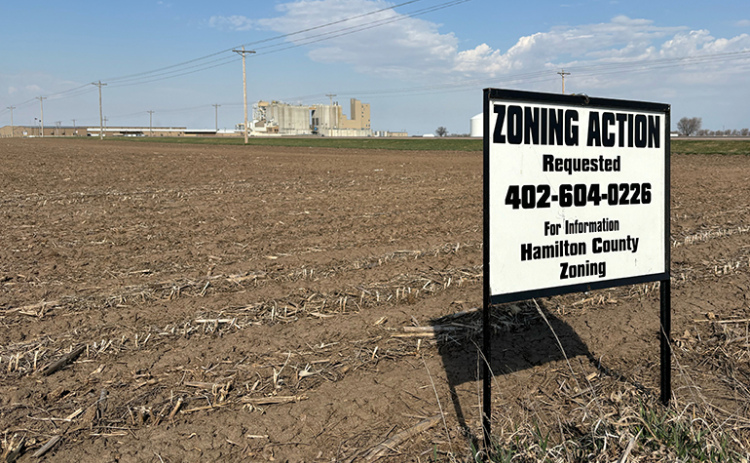 his parcel of ground just south of Highway 34 by the Mars Petcare facility (seen in the background) is the location of the proposed Synergen ammonia plant.
