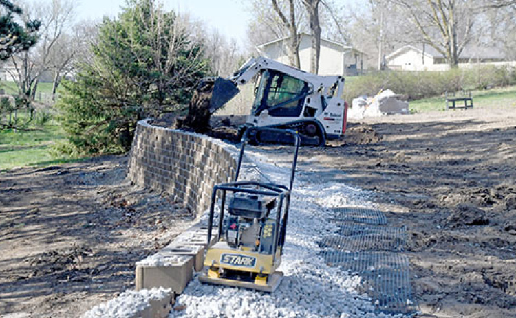 Lincoln Creek Landscaping & Design started construction for Wortman Park in the first week of April with the retaining wall being built to create an ADA accessible grade/incline.
