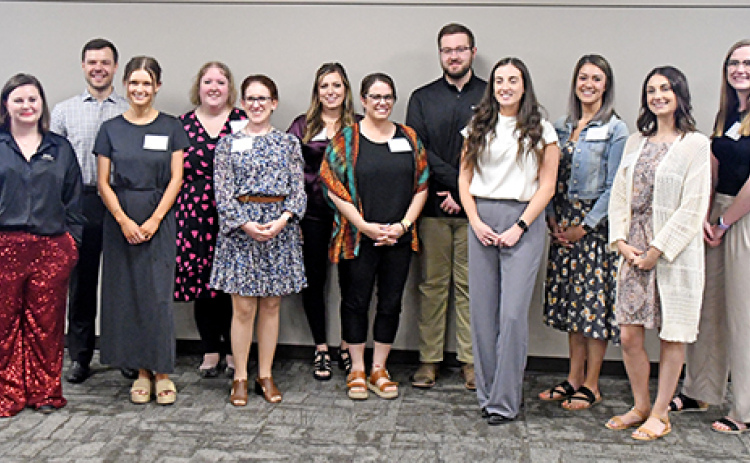 Members of the 2024 Hamilton County Leadership Class are shown here at their graduation on May 21 at the Bremer Community Center, along with their leader, Aurora Chamber of Commerce Executive Director Justise Rhoden. From left are Rhoden, Jordan Slough, Bridget Gallagher, Shaye Walker, Courtney Richardson, Laci Fleming, Beca Hadenfeldt, Gabe Hewen, Connor Ashby, Selena Longoria,Shelby Landell and Lydia Behnk.